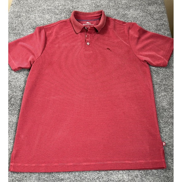Tommy Bahama Other - Tommy Bahama Mens Large Bordeux Striped Polo Shirt Short Sleeve
